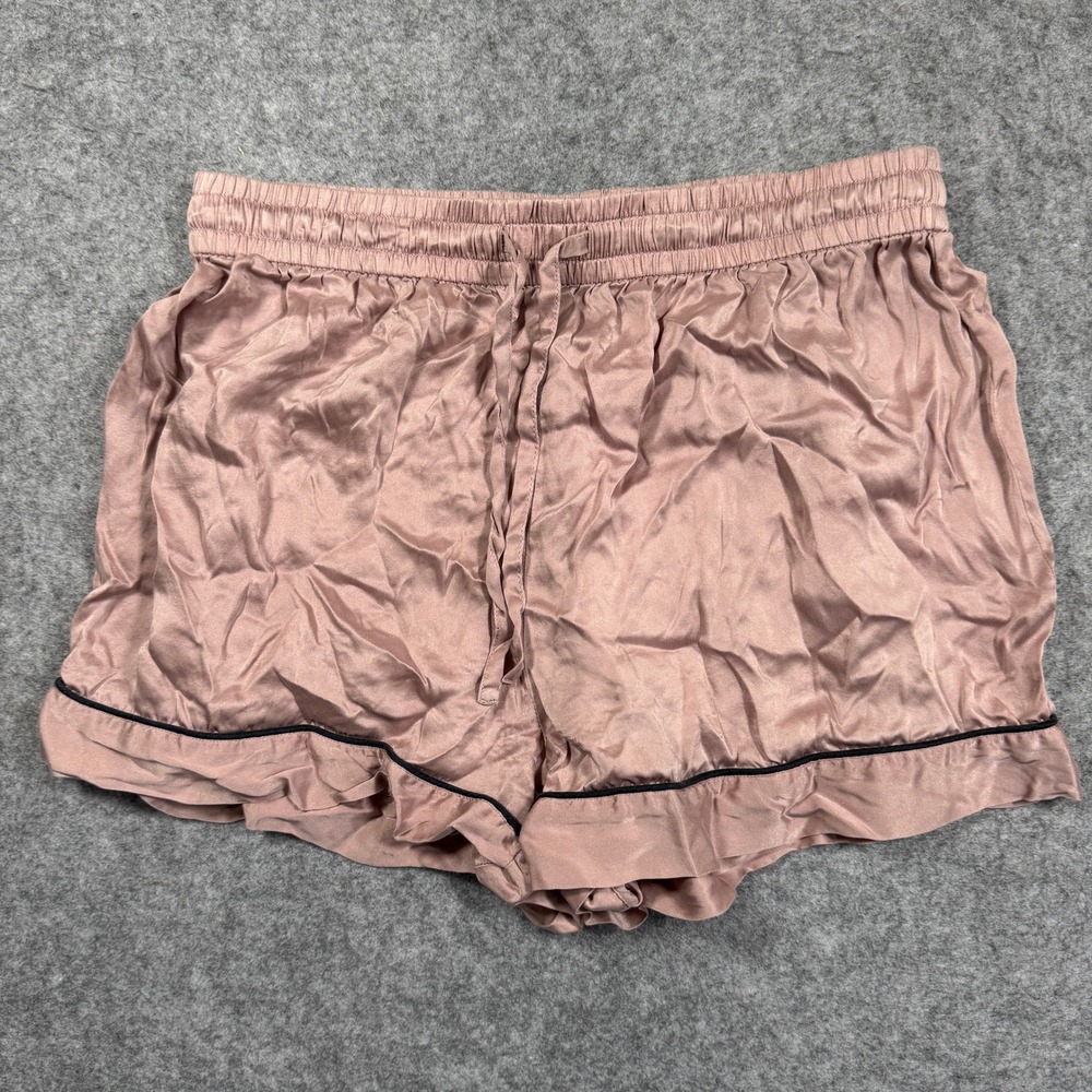House of Harlow 1960 Womens Pajama Shorts S Pink 100% Silk Ruffle Hem Loungewear